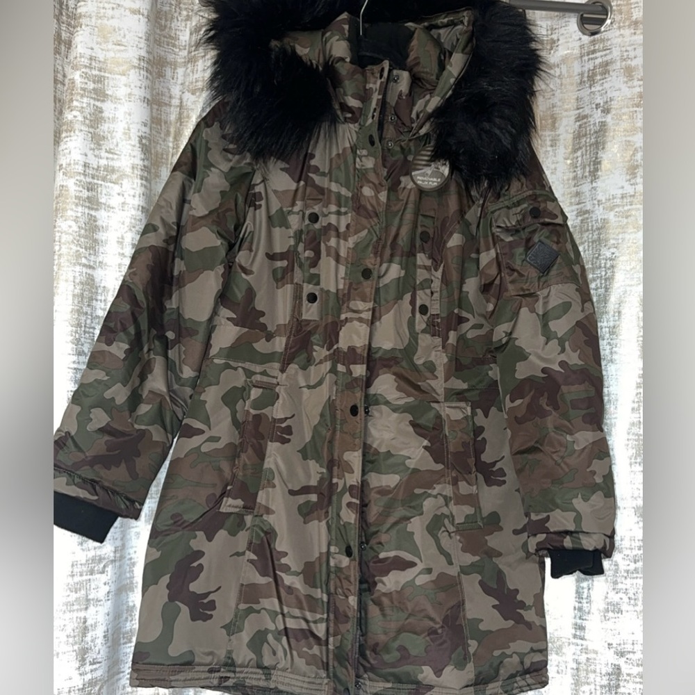 Steve Madden Winter Coat Camo Parka Womens Large